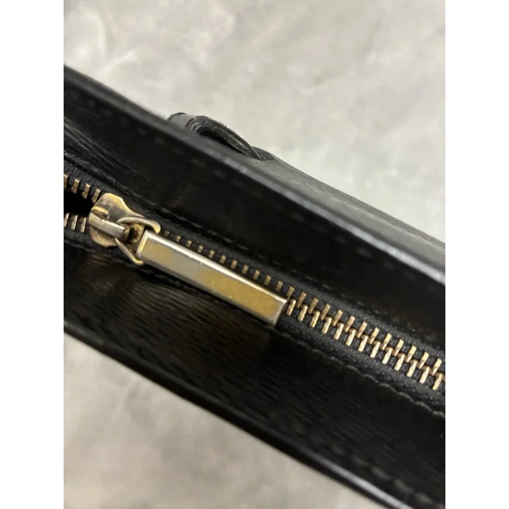 Vtg S.T. Dupont Paris Pouch Men's Black Textured Leather Carry All Bag *no strap